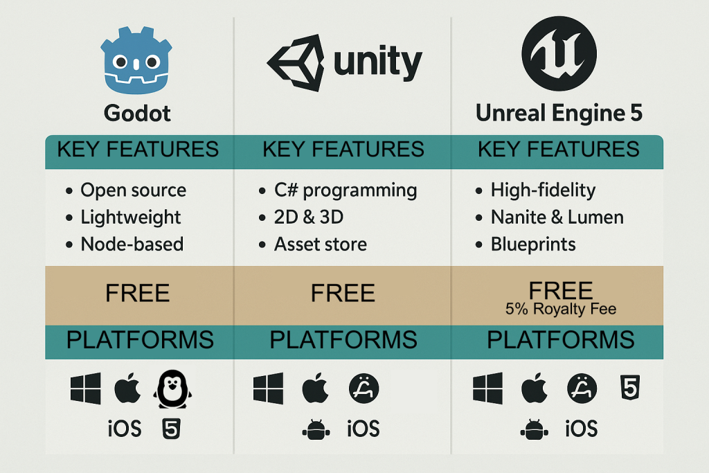 Different Game Engine's and their features